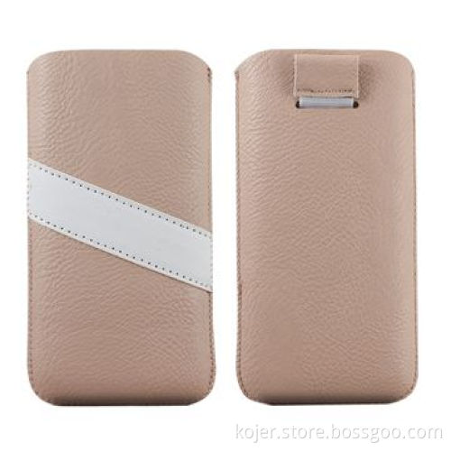 Mobile Phone Pouches, Ideal for iPhone 5, Made of PU Leather Material, with Retractable Pull-tab